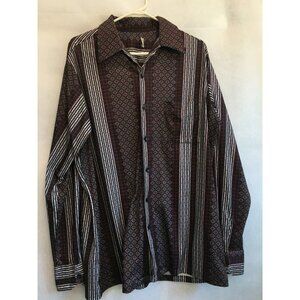 1960's Don Loper Beverly Hills Men's Geometric Casual  Shirt Black Large Tall